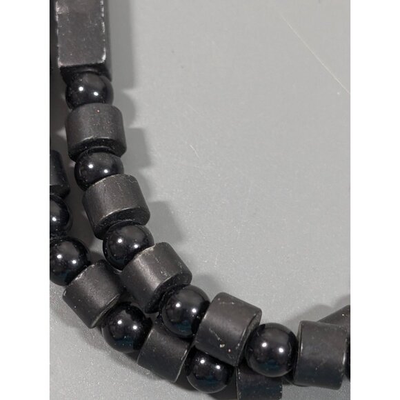 Vintage Japan Black Gold tone Double Strand Beaded Long Bold Necklace 30 in - Picture 12 of 16